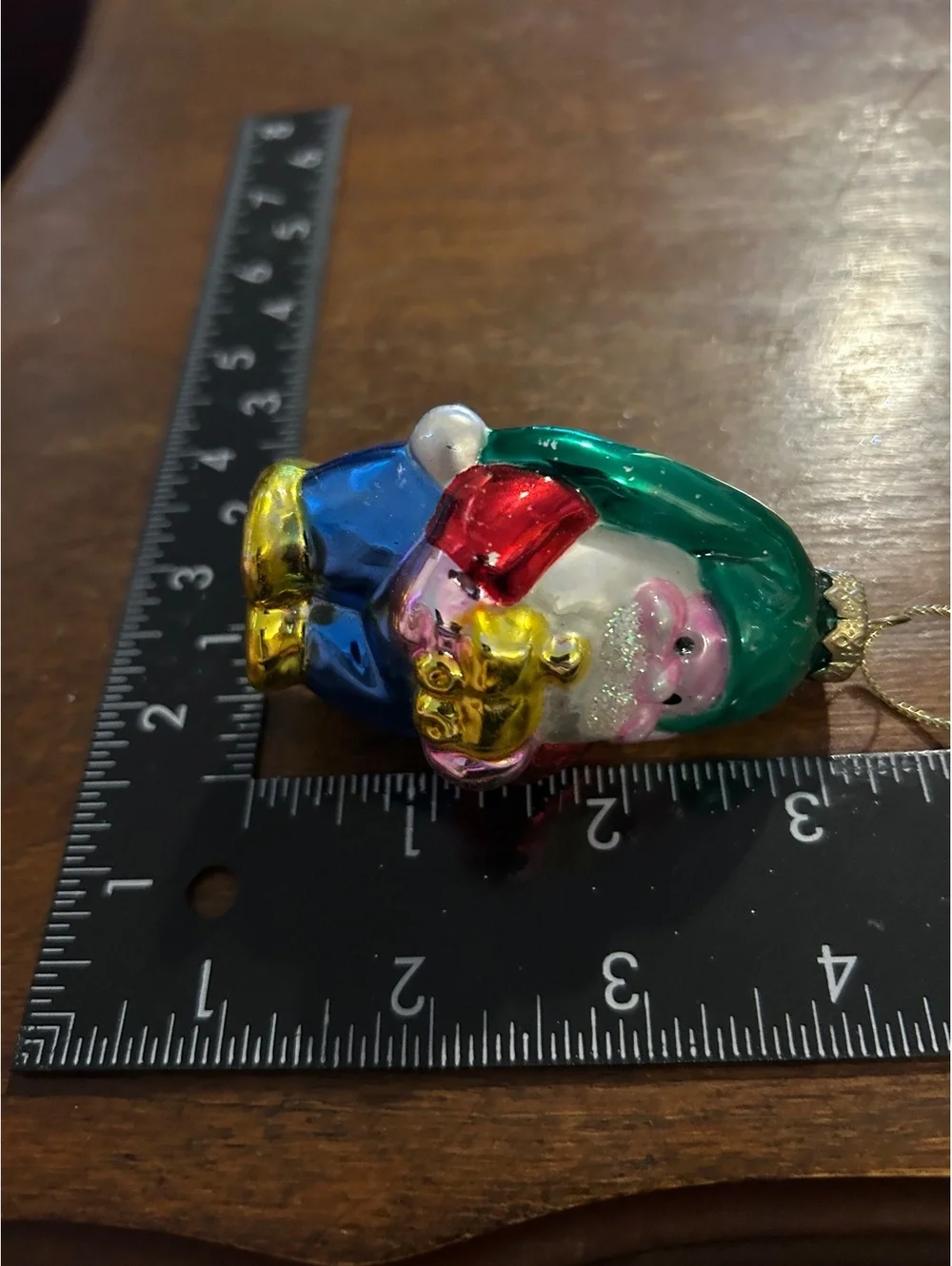 Vintage Glass Santa Claus Christmas Ornament with Green Hat
